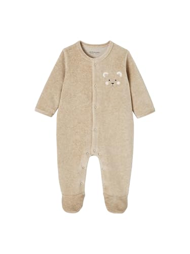 Vertbaudet Baby Samt-Strampler, Koala beige meliert 80 von Vertbaudet