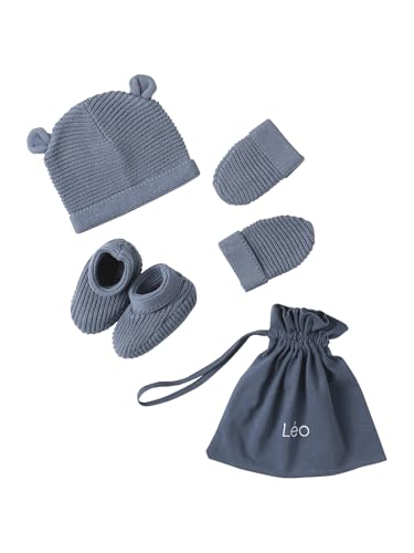 Vertbaudet Baby-Set: Mütze, Fäustlinge & Schühchen im Geschenkbeutel Oeko-Tex jeansblau 74/80 von Vertbaudet