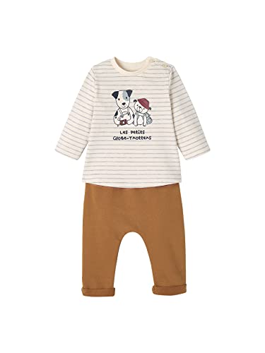 Vertbaudet Baby-Set: Shirt & Sweathose gestreift/karamell 74 von Vertbaudet