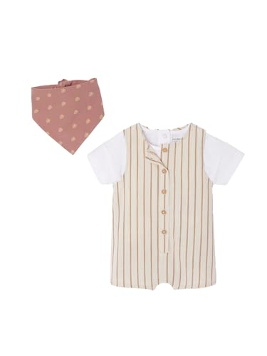 Vertbaudet Baby-Set: T-Shirt, Halstuch & Kurzoverall wollweiß 86 von Vertbaudet