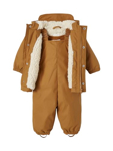 Vertbaudet Baby-Set: Thermo-Regenjacke mit Webpelz und Matschhose, Recycling-Polyester karamell 80 von Vertbaudet