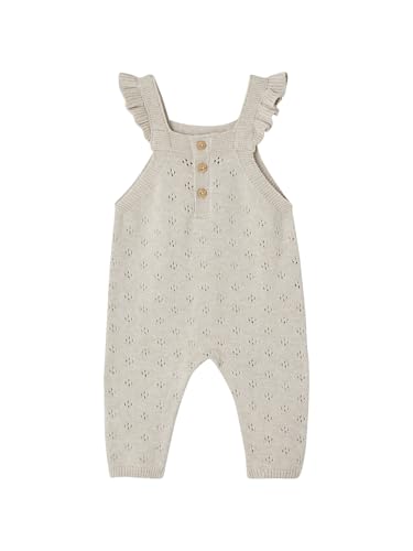 Vertbaudet Baby Strick-Latzhose mit Volantträgern Oeko-Tex beige meliert 68 von Vertbaudet
