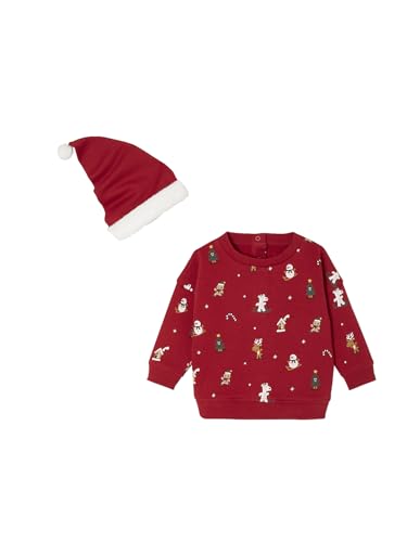 Vertbaudet Baby Weihnachts-Geschenkset: Sweatshirt & Mütze rot 80 von Vertbaudet