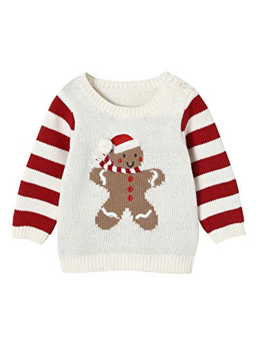 Vertbaudet Baby Weihnachts-Pullover mit Pfefferkuchenmann, Unisex wollweiß 68 von Vertbaudet