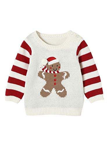 Vertbaudet Baby Weihnachts-Pullover mit Pfefferkuchenmann, Unisex wollweiß 74 von Vertbaudet