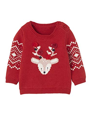 Vertbaudet Baby Weihnachts-Pullover mit Rentiermotiv, Unisex Ziegel 62 von Vertbaudet