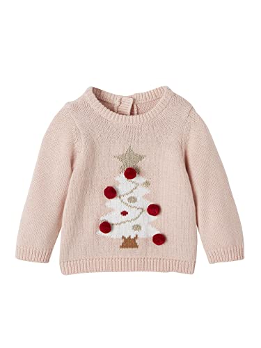 Vertbaudet Baby Weihnachtspullover, Tannenbaum mit Pompons zartrosa 74 von Vertbaudet