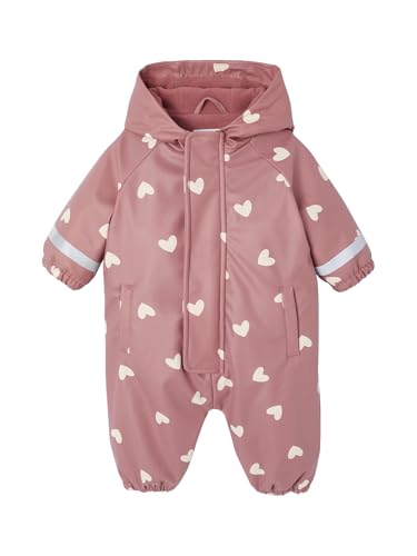 Vertbaudet Bedruckter Regenanzug mit Kapuze für Babys, Fleece-Futter altrosa 74 von Vertbaudet