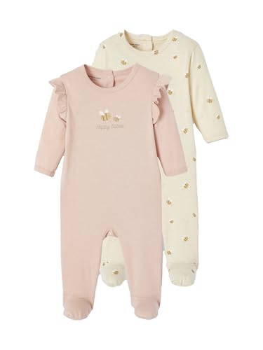 Vertbaudet Bio-Kollektion: 2er-Pack Baby Strampler mit Bienen rosa 80 von Vertbaudet
