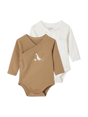 VERTBAUDET Bio-Kollektion: 2er-Pack Baby Wickelbodys mit langen Ärmeln cappuccino 68 von Vertbaudet