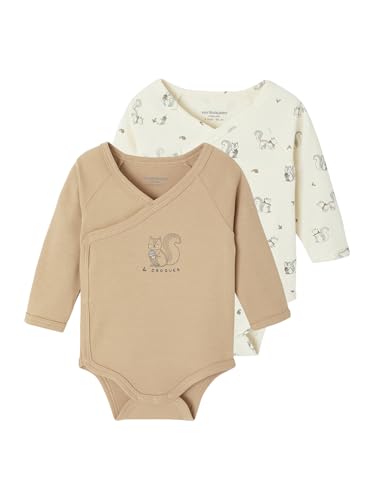 Vertbaudet Bio-Kollektion: 2er-Pack Baby Wickelbodys mit langen Ärmeln beige 62 von Vertbaudet