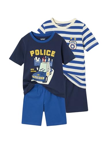 Vertbaudet Bio-Kollektion: 2er-Pack Jungen Sommer-Schlafanzüge mit Polizei-Print königsblau 152 von Vertbaudet