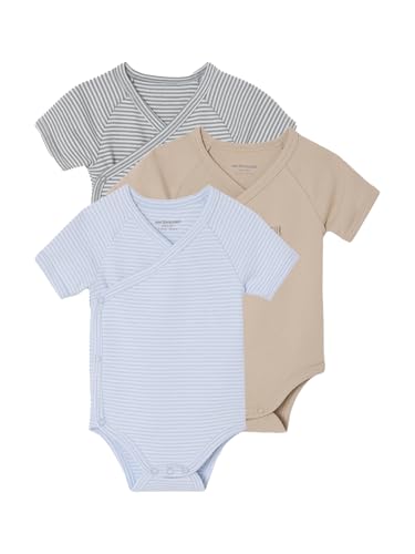 Vertbaudet Bio-Kollektion: 3er-Pack Baby Kurzarm-Bodys in Wickelform PETIT COEUR himmelblau 62 von Vertbaudet