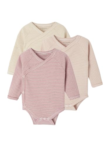 Vertbaudet Bio-Kollektion: 3er-Pack gestreifte Baby Wickelbodys rosa 62 von Vertbaudet