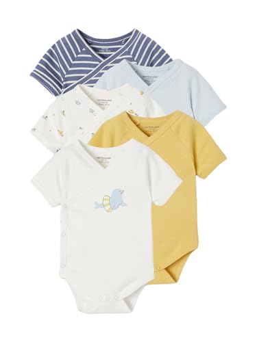 Vertbaudet Bio-Kollektion: 5er-Pack Baby Kurzarm-Bodys in Wickelform himmelblau 56 von Vertbaudet