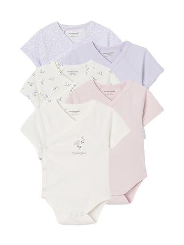 Vertbaudet Bio-Kollektion: 5er-Pack Baby Wickelbodys mit kurzen Ärmeln lila 56 von Vertbaudet