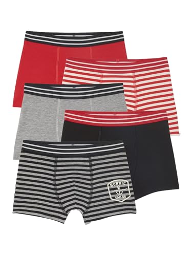 Vertbaudet Bio-Kollektion: 5er-Pack Jungen Boxershorts Sailor rot 128 von Vertbaudet