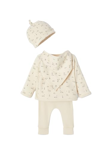 Vertbaudet Bio-Kollektion: Baby Geschenk-Set: Jacke, Hose, Mütze & Halstuch mit Gänsen vanille 74 von Vertbaudet