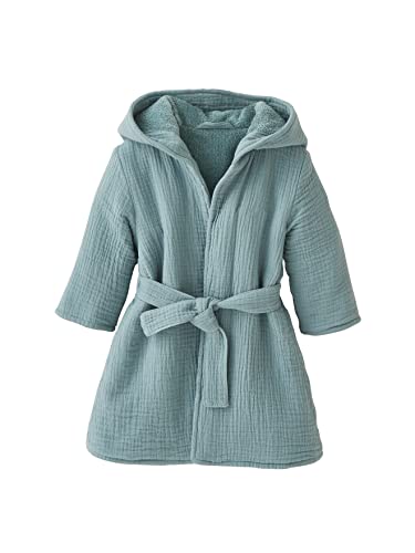 Vertbaudet Bio-Kollektion: Baby Tier-Bademantel mit Musselin pfauenblau 86 von Vertbaudet