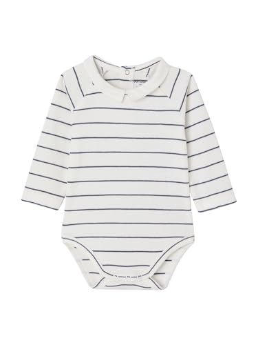 Vertbaudet Bio-Kollektion: Gestreifter Baby Langarm-Body mit Kragen wollweiß 92/98 von Vertbaudet