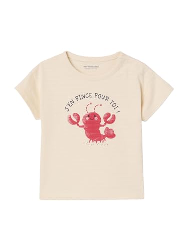 Vertbaudet Bio-Kollektion: Jungen Baby Shirt mit Hummerprint und Druckknöpfen vanille 86 von Vertbaudet