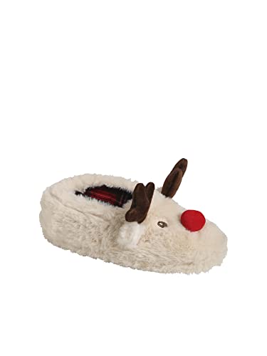 Vertbaudet Capsule Collection: Weihnachts-Hausschuhe mit Rentier, Gr. ab 24 bis 45 hellbeige 34/35 von Vertbaudet