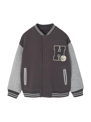 Vertbaudet College-Sweatjacke mit Aufnäher Jungen anthrazit 158/164 von Vertbaudet