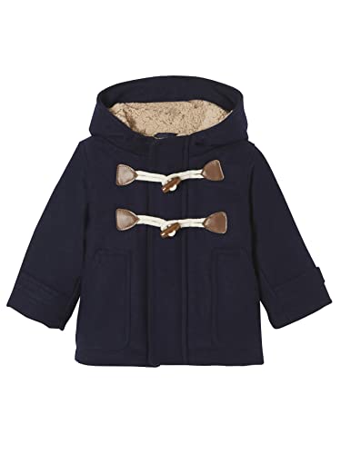 Vertbaudet Duffle-Coat Baby Mantel mit Kapuze, blau, 62 von Vertbaudet