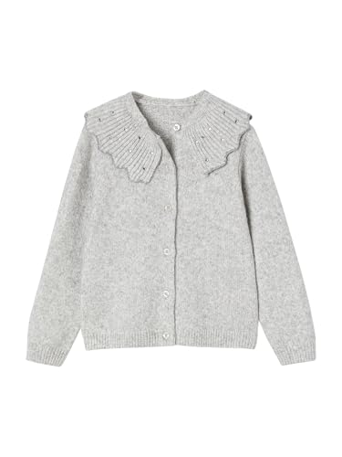 Vertbaudet Festlicher Mädchen Cardigan mit Strass-Kragen grau meliert 158 von Vertbaudet