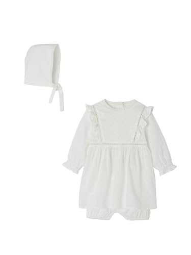 Vertbaudet Festliches Baby-Set: Kleid, Spielhose & Mütze weiß 80 von Vertbaudet