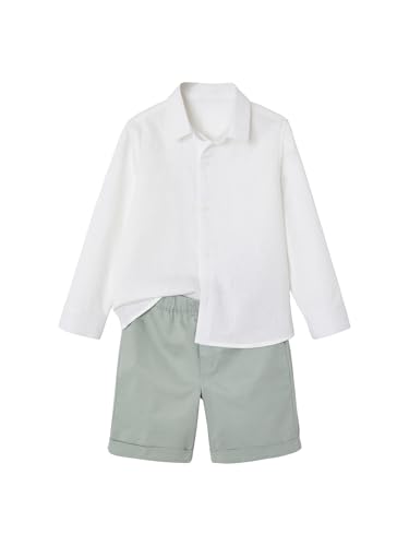 Vertbaudet Festliches Jungen-Set: Hemd mit Stehkragen & Shorts salbeigrün 140 von Vertbaudet