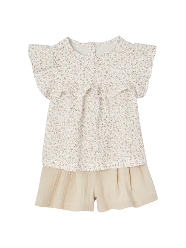 Vertbaudet Festliches Mädchen-Set: Bluse & Shorts aus Musselin weiß 98/104 von Vertbaudet
