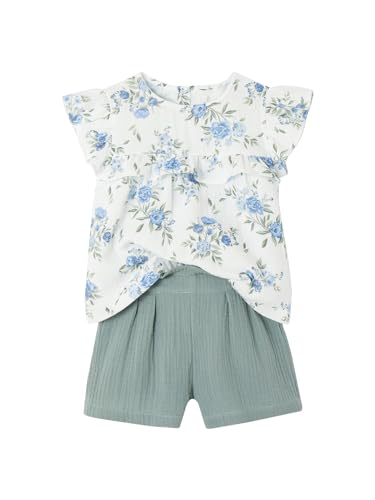 Vertbaudet Festliches Mädchen-Set: Bluse & Shorts blau bedruckt 158 von Vertbaudet