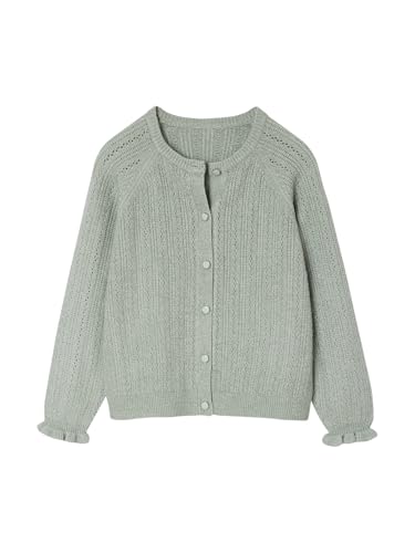 Vertbaudet Flauschige Mädchen Strickjacke mit Ajourmuster salbeigrün 110 von Vertbaudet