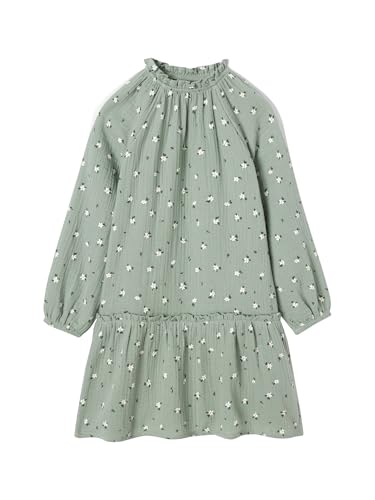 Vertbaudet Geblümtes Mädchen Kleid aus Musselin graugrün 98/104 von Vertbaudet
