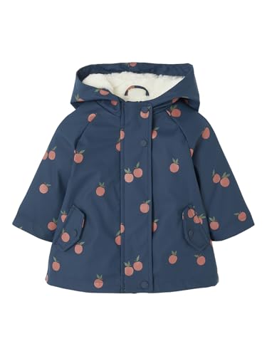 Vertbaudet Gefütterte Mädchen Baby Regenjacke mit Blumen und Recycling-Polyester nachtblau 92/98 von Vertbaudet