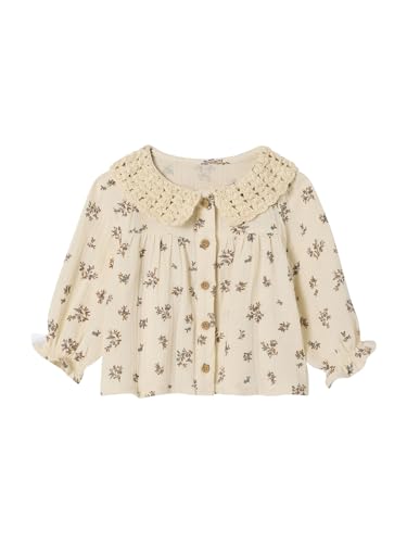 Vertbaudet Gemusterte Baby Bluse mit gehäkeltem Kragen vanille 80 von Vertbaudet