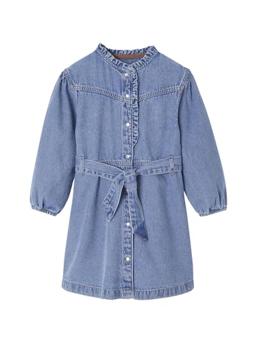 Vertbaudet Jeanskleid mit verspielten Details und Gürtel, Mädchen Mittelblau 140 von Vertbaudet