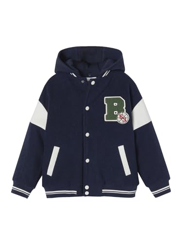 Vertbaudet Jungen Bomberjacke mit abnehmbarer Kapuze und Recycling-Polyester marine 140 von Vertbaudet