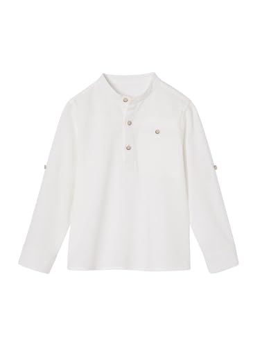 Vertbaudet Jungen Hemd aus Leinenmix mit verstellbaren Ärmeln weiß 140 von Vertbaudet