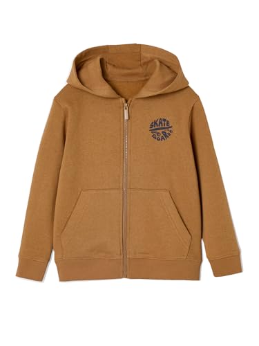 Vertbaudet Jungen Kapuzensweatjacke Basic mit Recycling-Polyester pekannuss 128 von Vertbaudet