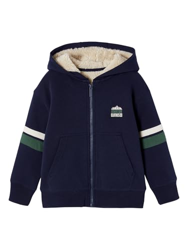 Vertbaudet Jungen Kapuzensweatjacke mit Teddyfleece-Futter Marine 110 von Vertbaudet
