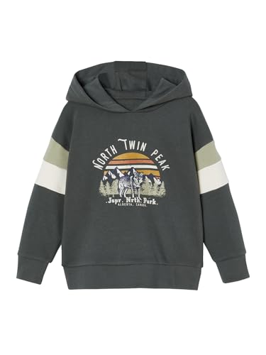 Vertbaudet Jungen Kapuzensweatshirt mit Colorblock-Ärmeln moosgrün 86 von Vertbaudet