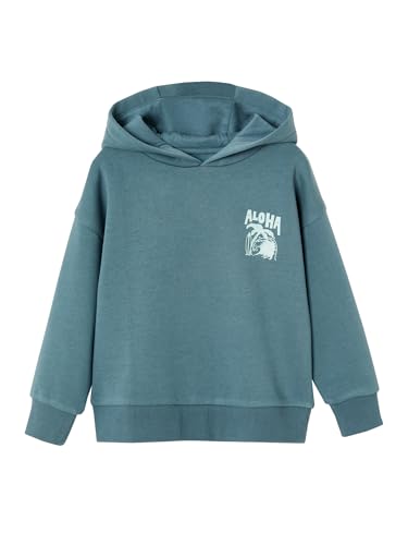 Vertbaudet Jungen Kapuzensweatshirt mit Print, Recycling-Polyester Basic Petrol 86 von Vertbaudet