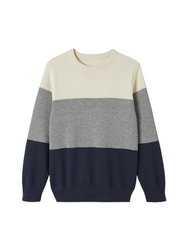 Vertbaudet Jungen Pullover mit Colorblock-Streifen Oeko-Tex Nachtblau 152 von Vertbaudet