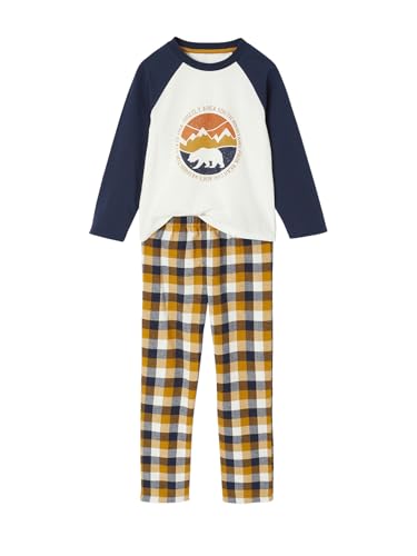 Vertbaudet Jungen Schlafanzug mit Bärenprint und Flanellhose Ocker 98/104 von Vertbaudet