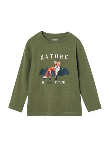 Vertbaudet Jungen Shirt mit Fuchs-Print grün meliert 140 von Vertbaudet