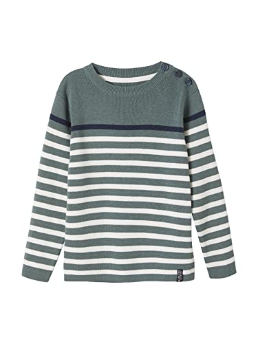 Vertbaudet Jungen Streifenpullover graugrün/weiß gestreift 158/164 von Vertbaudet