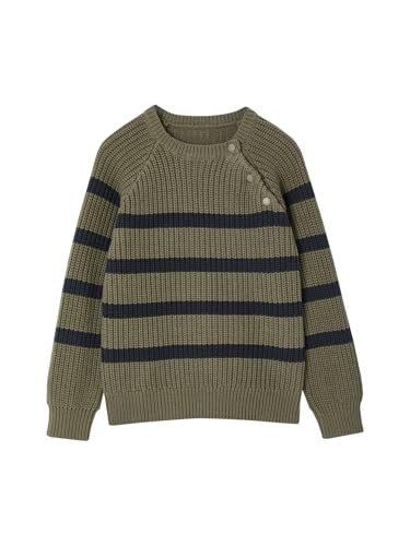 Vertbaudet Jungen Strickpullover mit Streifen Khaki 92/98 von Vertbaudet