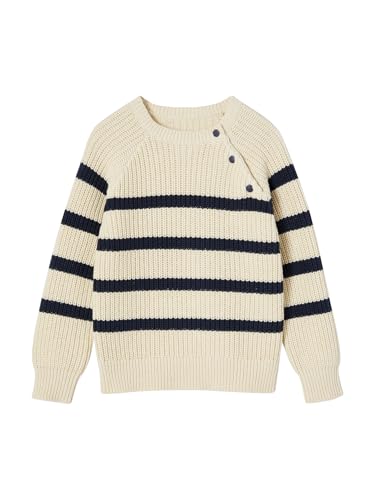 Vertbaudet Jungen Strickpullover mit Streifen wollweiß 140 von Vertbaudet